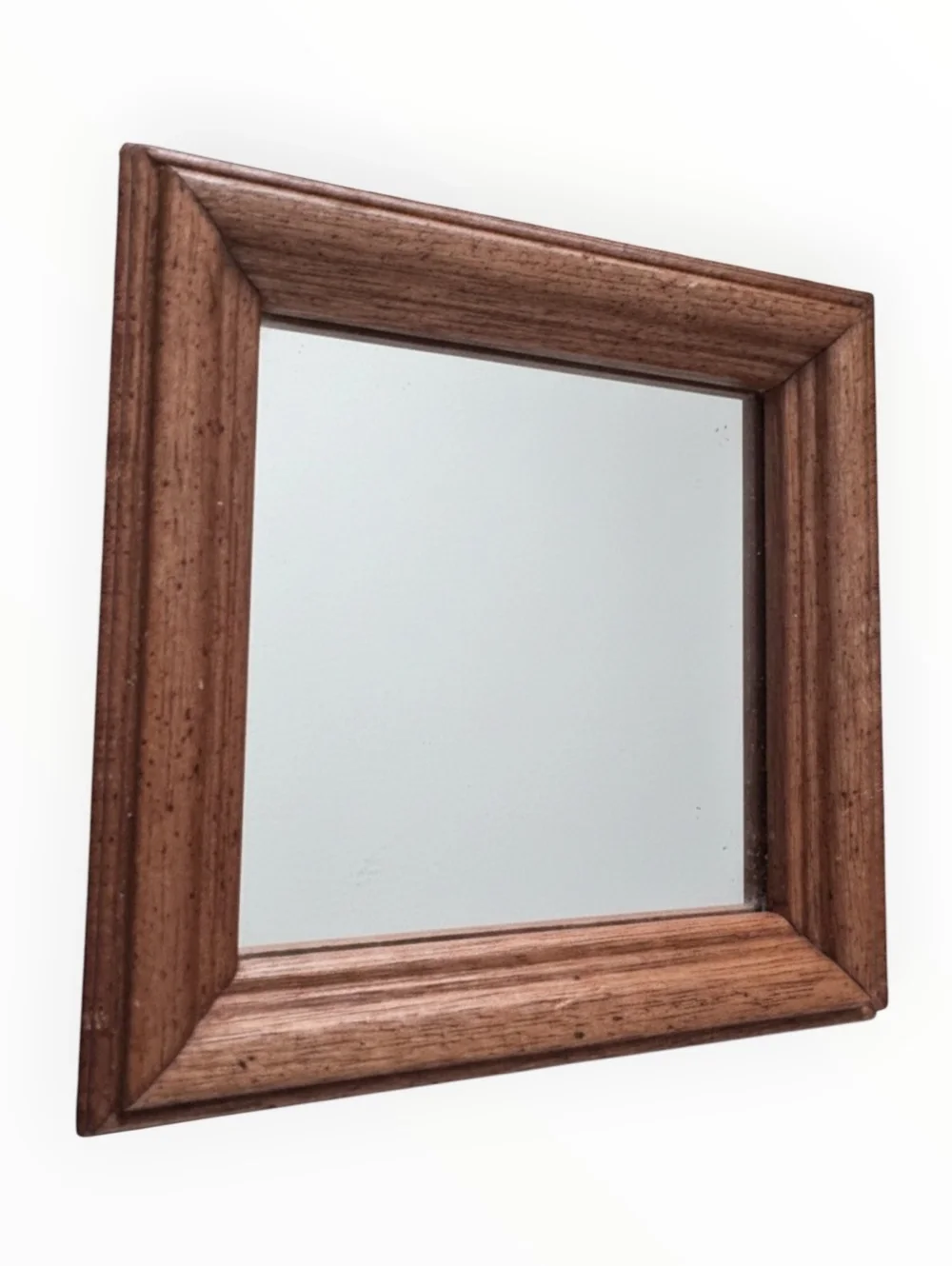 Vintage Small Wood Framed Wall Mirror 5.5” Square Rustic Country Farmhouse Decor